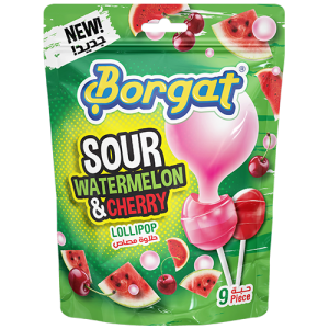 حلاوة مصاص بورقات البطيخ والكرز الحامض 18 غ 9 حبه